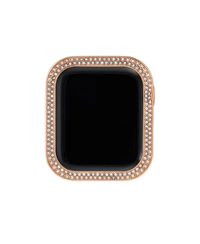Shop Withit 40mm Apple Watch Metal Protective Bumper In Rose-gold With Crystal Accents In Rose Gold Tone