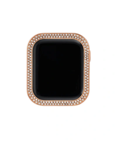 Shop Withit 44mm Apple Watch Metal Protective Bumper In Rose-gold With Crystal Accents In Rose Gold Tone