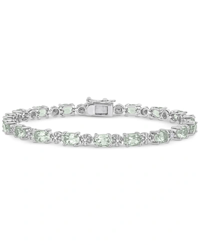 Macy's Green Quartz (7-3/8 Ct. T.w.) & Diamond Accent Link Bracelet In Sterling Silver In Green Quartz