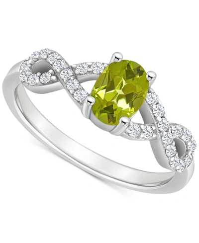 Macy's Rhodolite Garnett Blue Topaz (1 Ct. T.w.) & White Topaz (1/2 Ct. T.w.) Halo Braid Ring In Sterling S In Peridot