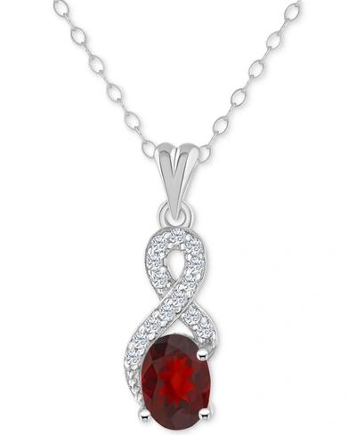 Macy's Rhodolite Garnet (1 Ct. T.w.) & White Topaz (1/7 Ct. T.w.) Looped 18" Pendant Necklace In Sterling S In Garnet