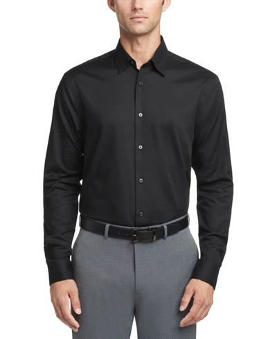 Shop Calvin Klein Steel Men's Classic/regular Non-iron Stretch Performance Dress Shirt In Black