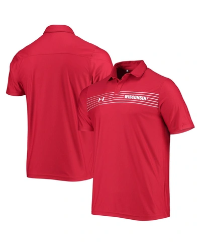 Shop Under Armour Men's Red Wisconsin Badgers Sideline Chest Stripe Performance Polo Shirt