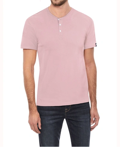 Shop X-ray Men's Basic Henley Neck Short Sleeve T-shirt In Baby Pink