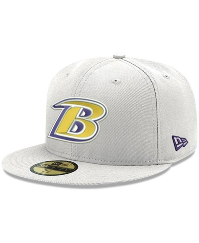New Era Men's White Baltimore Ravens Omaha Lettermark 59fifty Fitted Hat In White