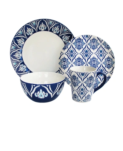 Shop Jay Imports Pirouette Blue/white 16 Pc Dinnerware Set