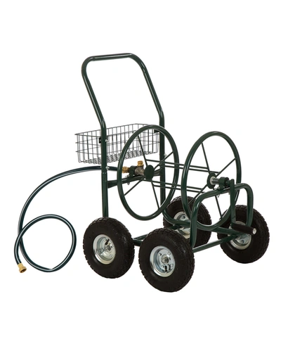 Shop Glitzhome Green Steel 4-wheel Garden Hose Reel Cart, 34.5"