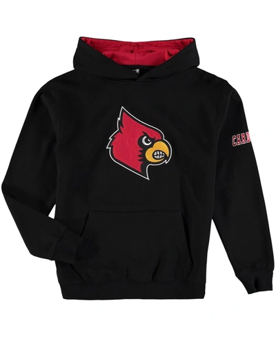 Stadium Athletic Big Boys Black Louisville Cardinals Big Logo Pullover Hoodie In Black