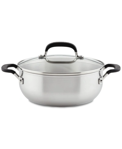Shop Kitchenaid Stainless Steel 4 Quart Induction Casserole With Lid In Silver