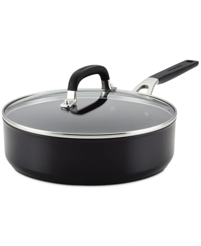 Shop Kitchenaid Hard Anodized Nonstick 3 Quart Saute Pan With Lid In Black