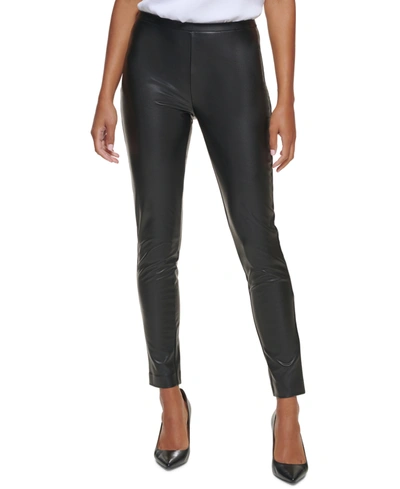 Shop Calvin Klein Faux Leather Pull On Pant In Black