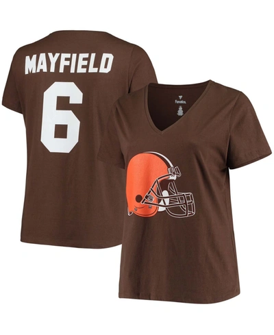 Shop Fanatics Women's Plus Size Baker Mayfield Brown Cleveland Browns Name Number V-neck T-shirt