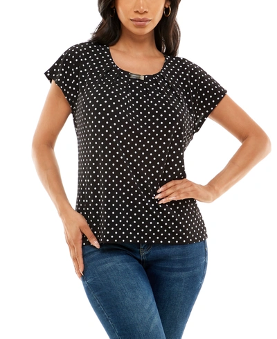 Shop Adrienne Vittadini Women's Short Dolman Sleeve T-shirt In Domino Dot