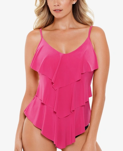 Shop Magicsuit Rita Tiered Slimming Tankini Top Women's Swimsuit In Rose
