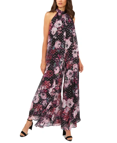 Shop Msk Floral-print Wide-leg Jumpsuit In Purple/pink