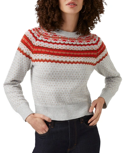 Shop French Connection Fair Isle Vintage-inspired Sweater In Dove Grey Mel Multi