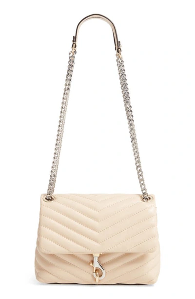 Shop Rebecca Minkoff Edie Quilted Leather Crossbody Bag In Clay
