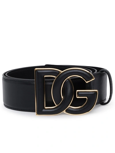 Shop Dolce & Gabbana Dg Logo Plaque Buckle Belt In Black
