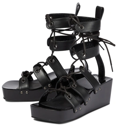 Shop Paco Rabanne Wedge Gladiator Sandals In Black