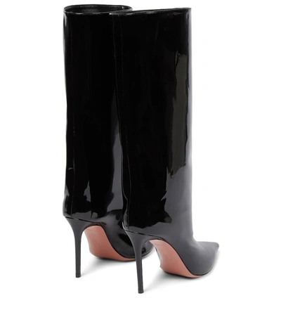 Shop Amina Muaddi Fiona Patent Leather Knee-high Boots In Black