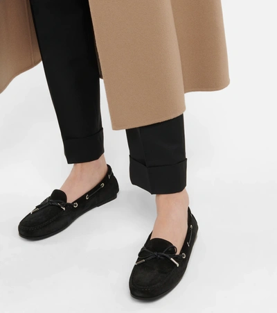 Shop Tod's City Heaven Suede Loafers In Nero