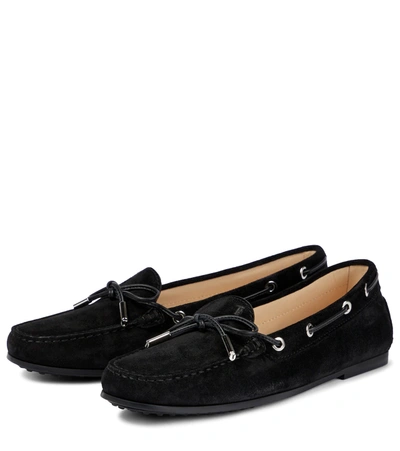 Shop Tod's City Heaven Suede Loafers In Nero