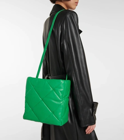 Shop Stand Studio Rosanne Quilted Faux Leather Tote In Green