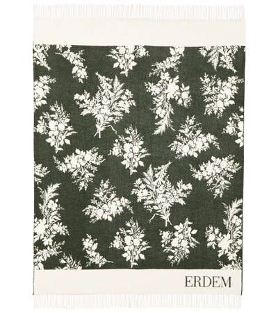Erdem Fringed Floral-jacquard Merino Wool And Cashmere-blend Throw