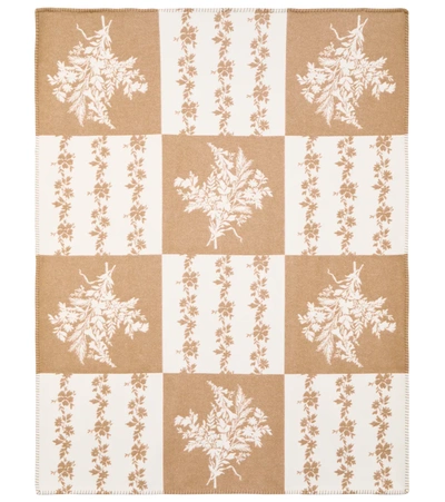 Shop Erdem Wool-blend Blanket In Camel / Ivory