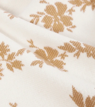 Shop Erdem Wool-blend Blanket In Camel / Ivory