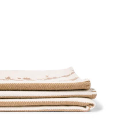 Shop Erdem Wool-blend Blanket In Camel / Ivory