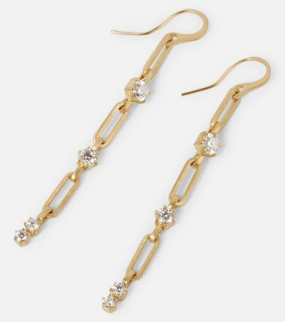 Shop Jade Trau Pia Small 18kt Drop Earrings With Diamonds In Yellow Gold