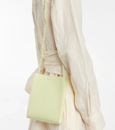 Shop Jil Sander Small Leather Shoulder Bag In Light/pastel Green