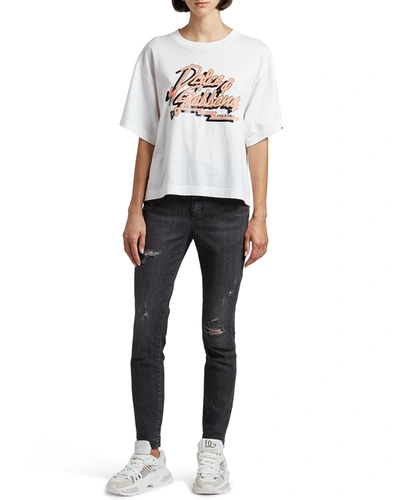 Shop Dolce & Gabbana Retro Logo-print Oversized T-shirt In White