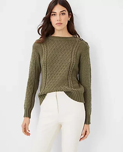 Shop Ann Taylor Mixed Stitch Sweater In Crushed Oregano