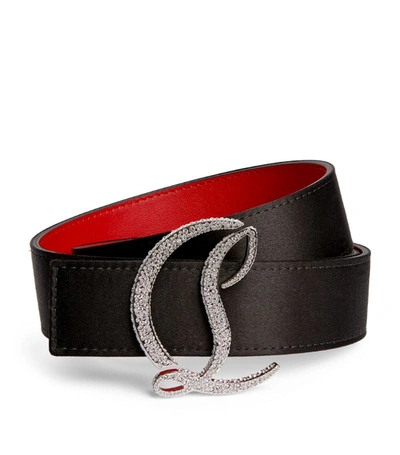Shop Christian Louboutin Satin-leather Logo Belt In Red