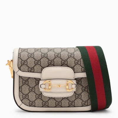 Shop Gucci White Horsebit 1955 Mini Bag In Brown