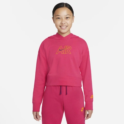 Shop Nike Air Big Kids' (girls') French Terry Crop Hoodie In Pink