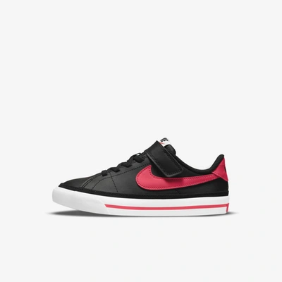 Shop Nike Court Legacy Little Kids' Shoes In Black,white,siren Red
