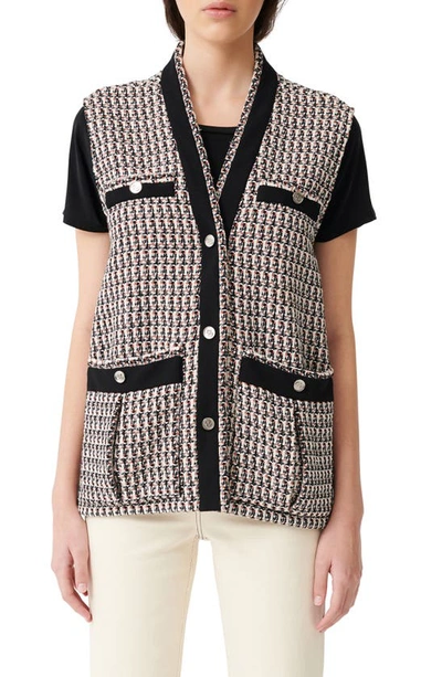 Shop Maje Long Metallic Tweed Vest In Multicolor