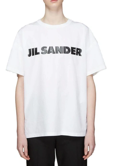 Shop Jil Sander Logo Print Crewneck T In White