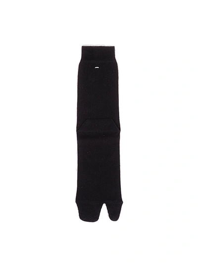 Shop Maison Margiela Tabi Toe Ribbed Socks In Black
