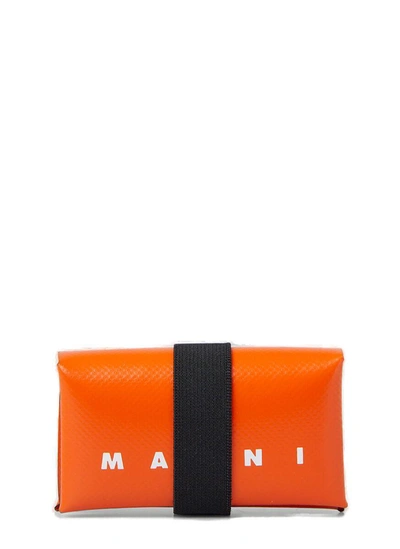 Shop Marni Origami Logo Print Wallet In Orange