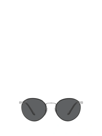 Shop Persol Round Frame Sunglasses In Silver