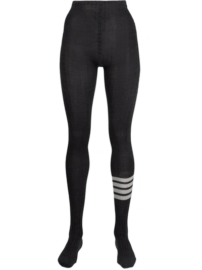 Thom Browne 4 Bar Pointelle-stitch Tights In Grey