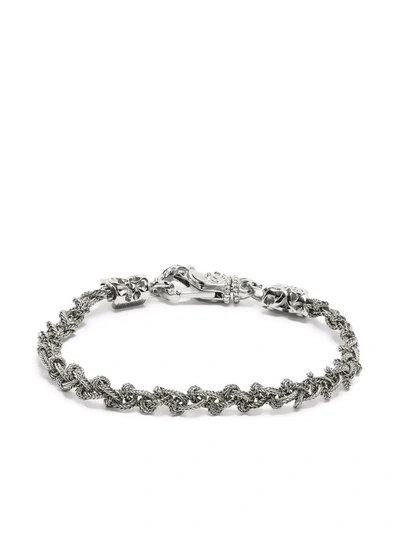 Shop Emanuele Bicocchi Braided Knot Bracelet In Silver