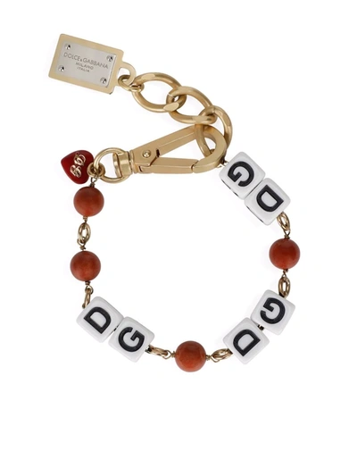 Shop Dolce & Gabbana Logo-bead Bracelet In Gold