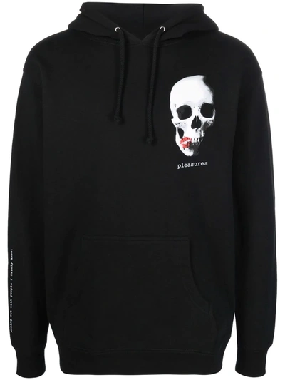 Pleasures Skull-print Long-sleeved Hoodie In Black