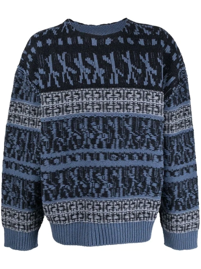 Shop Givenchy Jacquard Wool Jumper In Blue