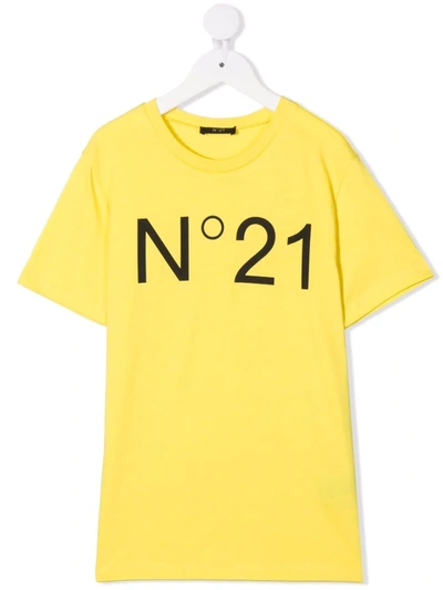 Shop N°21 Logo-print Short-sleeve T-shirt In Yellow